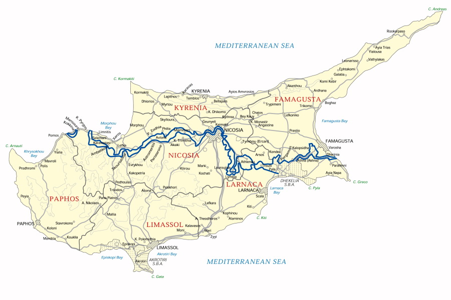 Nord-Zypern 2017 Zypern-Karte mit Demarkationslinie